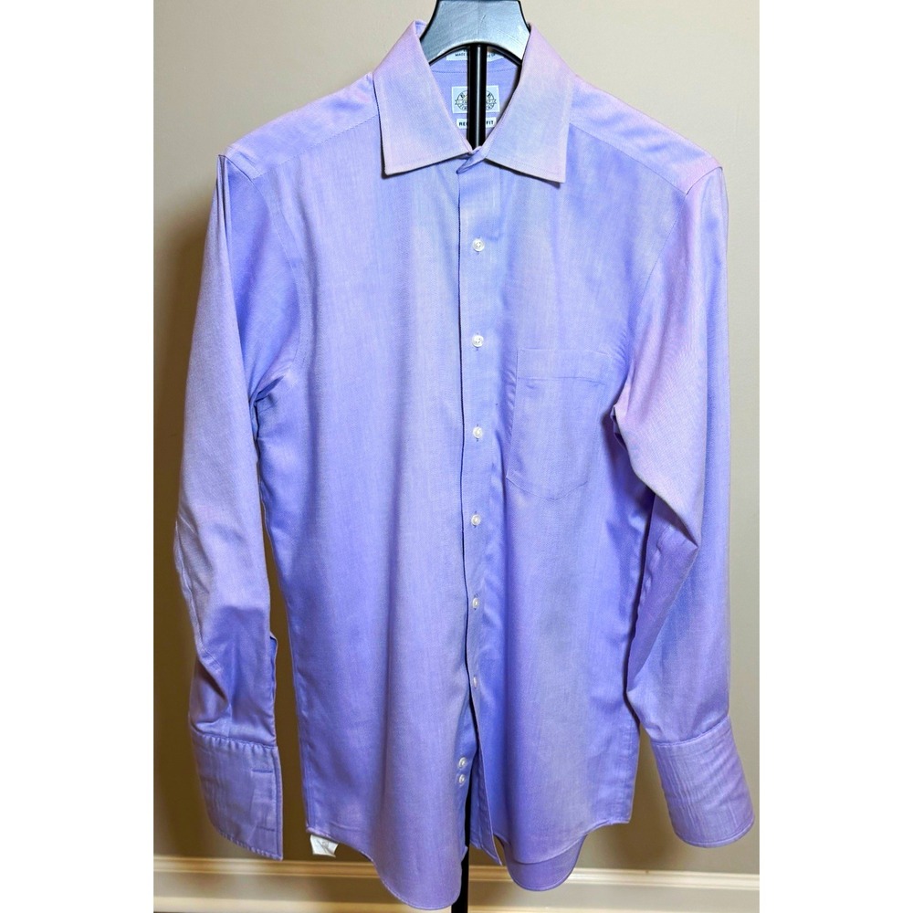 Eagle Shirtmakers Regular Fit Purple Non-Iron Dress Shirt 15 32/33 French Cuf